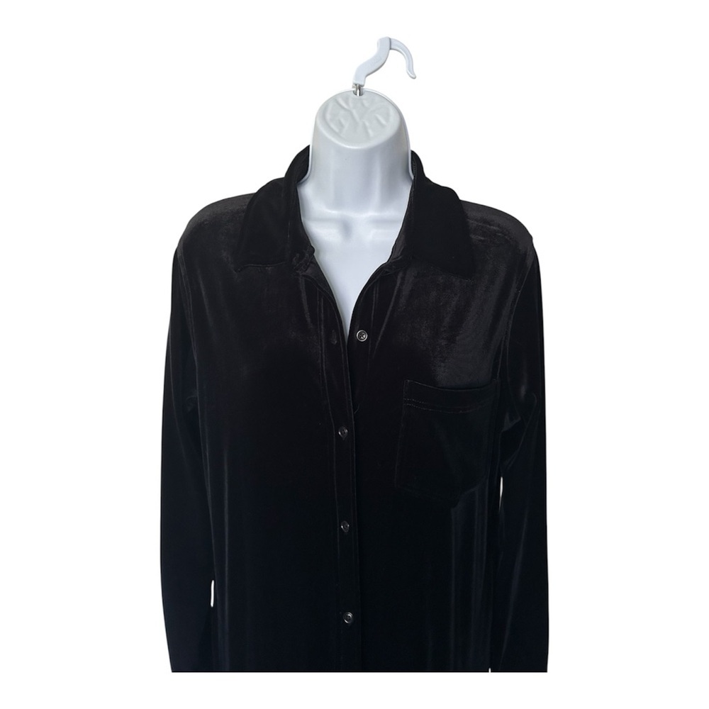 Ralph Lauren Vintage Black Velvet Maxi Shirt Dress Minimalist Quiet Luxury Small - Picture 4 of 7